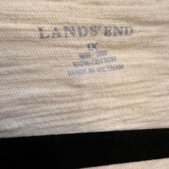 Women's Land's End White & Blue Striped 3/4 Sleeve Nautical Shirt - Picture 3 of 5